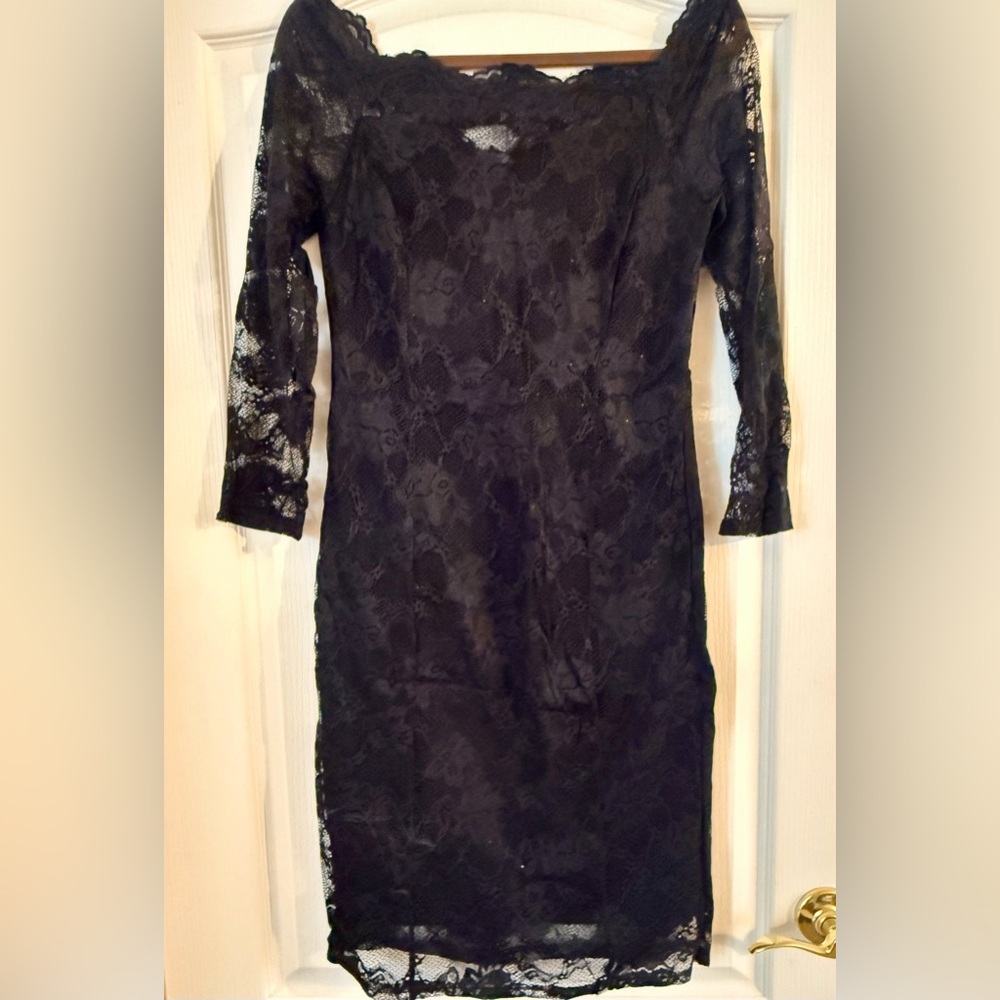 Miusol Elegant Black Lace Long Sleeve Dress
